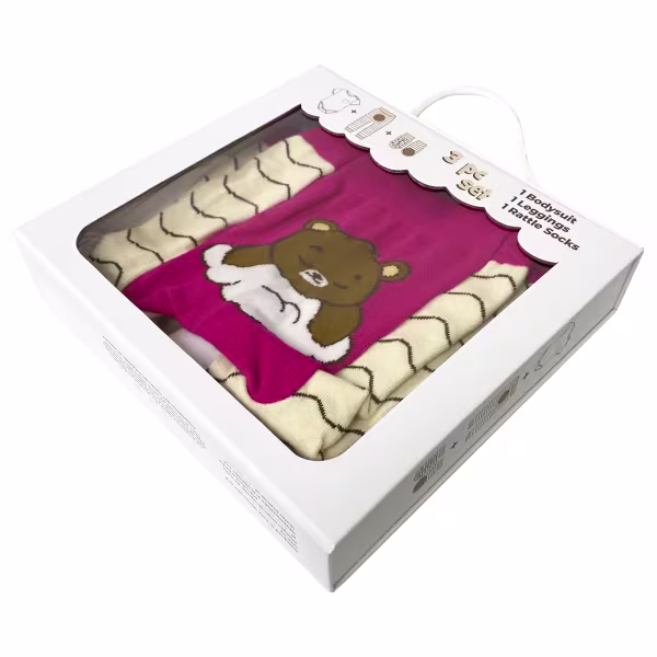 Sleepy Bear, 3-Pc Boogie Toes, Tight & Tee Baby Premium Gift Set - Image 8