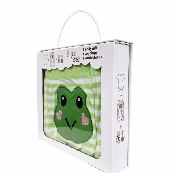 Green Frog, 3-Pc Boogie Toes, Tight & Tee Baby Premium Gift Set - Image 4