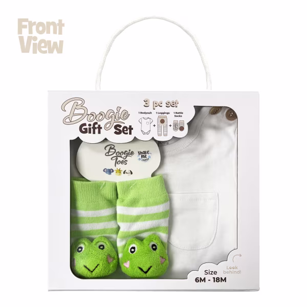 Green Frog, 3-Pc Boogie Toes, Tight & Tee Baby Premium Gift Set - Image 7