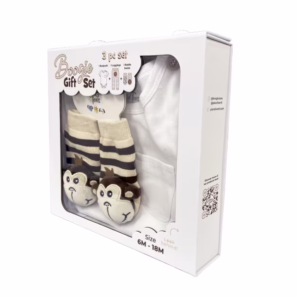 Monkey Boy, 3-Pc Boogie Toes, Tight & Tee Baby Premium Gift Set - Image 3