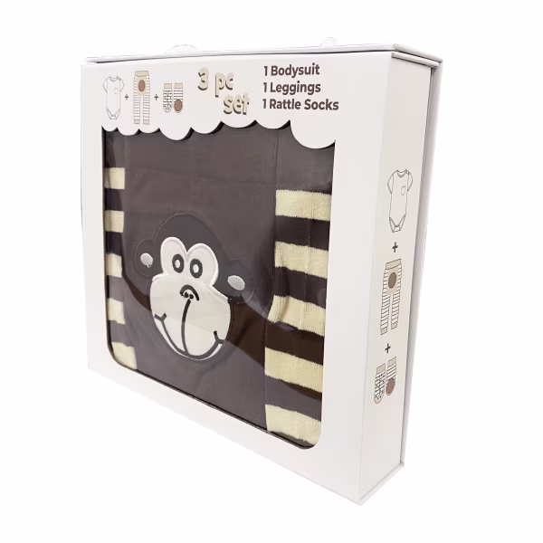 Monkey Boy, 3-Pc Boogie Toes, Tight & Tee Baby Premium Gift Set - Image 4