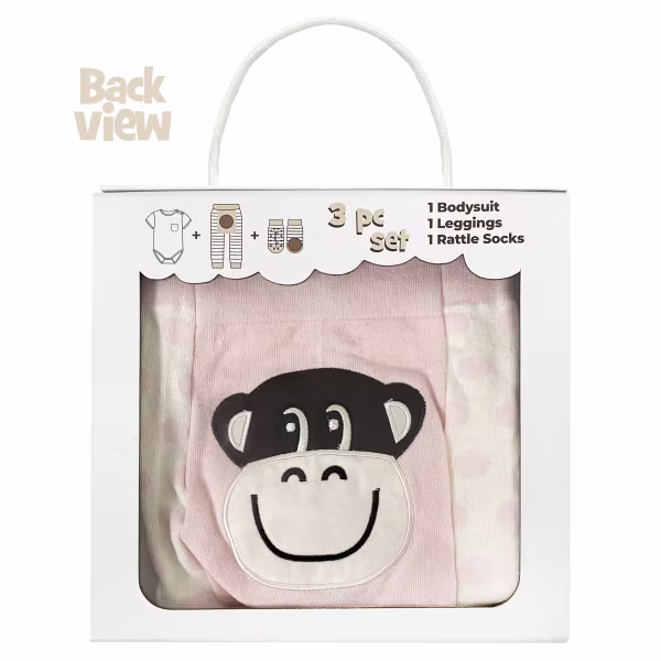 Monkey Girl, 3-Pc Boogie Toes, Tight & Tee Baby Premium Gift Set - Image 6
