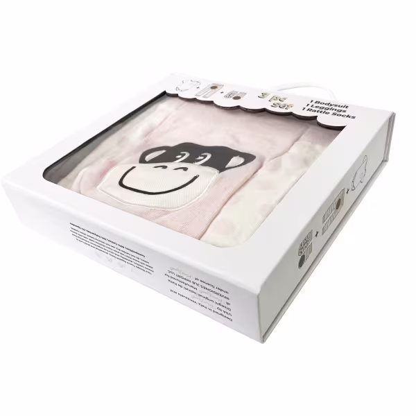 Monkey Girl, 3-Pc Boogie Toes, Tight & Tee Baby Premium Gift Set - Image 4