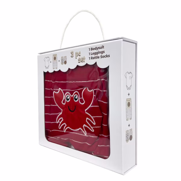 Red Crab, 3-Pc Boogie Toes, Tight & Tee Baby Premium Gift Set - Image 4