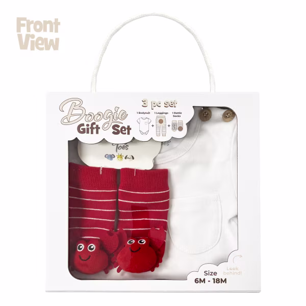 Red Crab, 3-Pc Boogie Toes, Tight & Tee Baby Premium Gift Set - Image 7