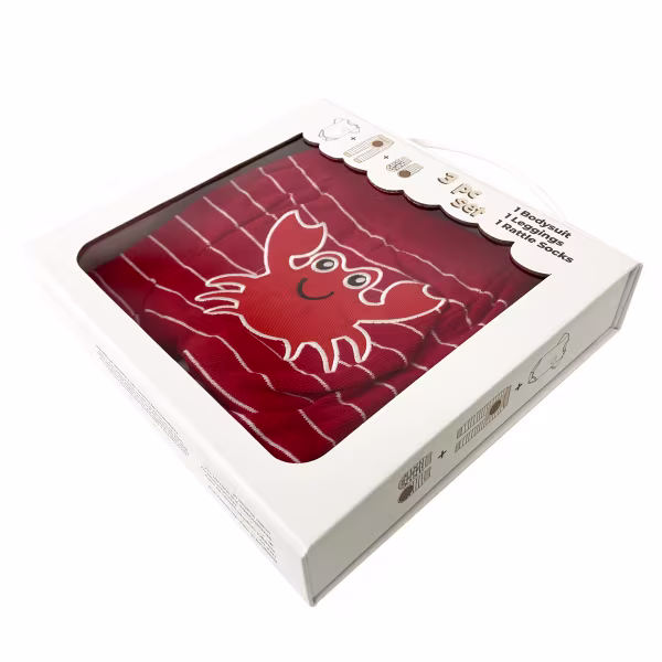 Red Crab, 3-Pc Boogie Toes, Tight & Tee Baby Premium Gift Set - Image 6