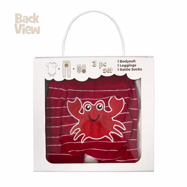 Red Crab, 3-Pc Boogie Toes, Tight & Tee Baby Premium Gift Set - Image 8