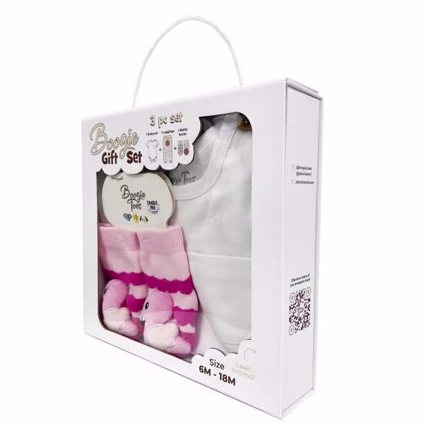 Pink Flamingo, 3-Pc Boogie Toes, Tight & Tee Baby Premium Gift Set - Image 3