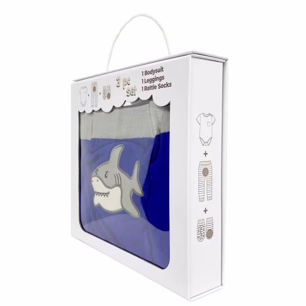 Shark, 3-Pc Boogie Toes, Tight & Tee Baby Premium Gift Set - Image 4