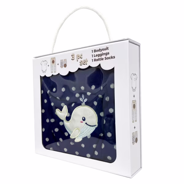 Baby Whale, 3-Pc Boogie Toes, Tight & Tee Baby Premium Gift Set - Image 4