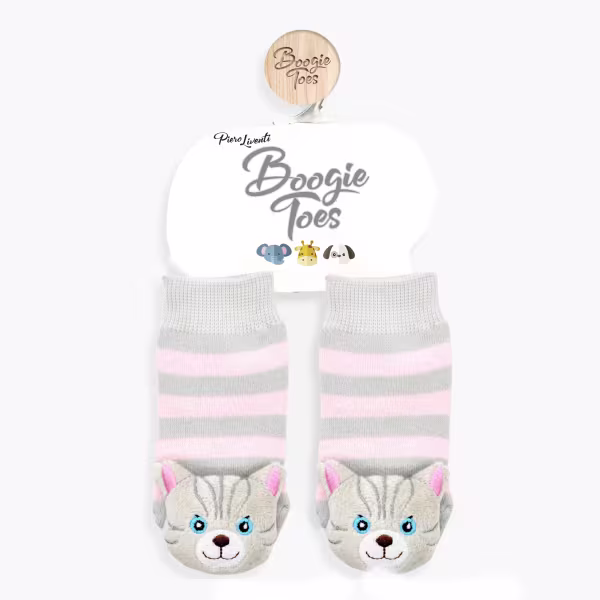 Gray/Pink Cat, 3-Pc Boogie Toes, Tight & Tee Baby Premium Gift Set - Image 8