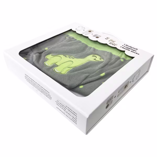 Green Dino, 3-Pc Boogie Toes, Tight & Tee Baby Premium Gift Set - Image 6