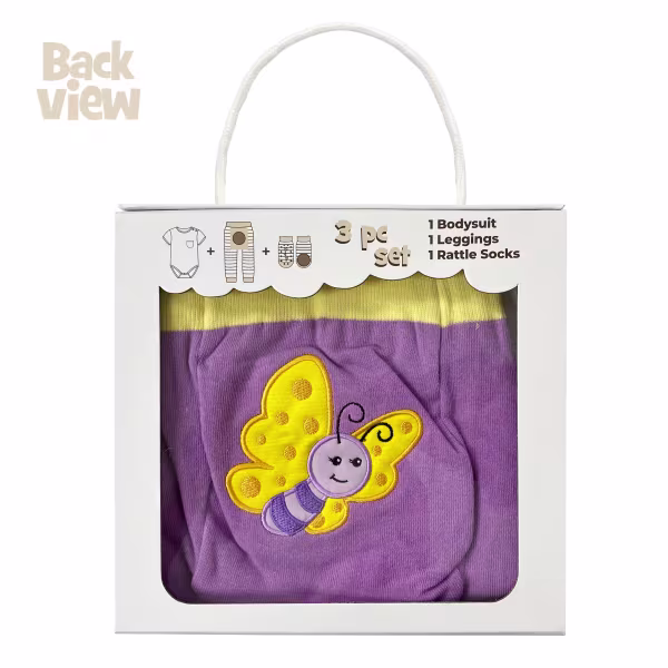 Butterfly, 3-Pc Boogie Toes, Tight & Tee Baby Premium Gift Set - Image 8