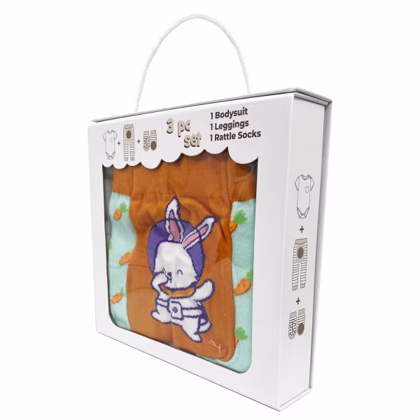 Space Bunny, 3-Pc Boogie Toes, Tight & Tee Baby Premium Gift Set - Image 4
