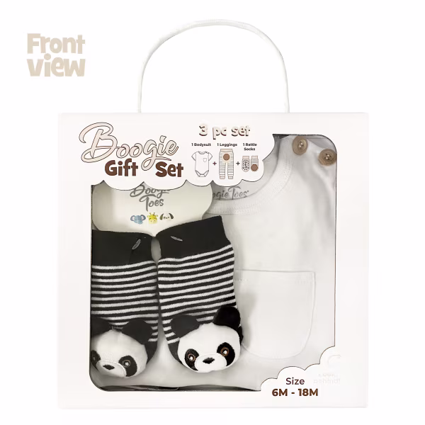 Panda & Huggie, 3-Pc Boogie Toes, Tight & Tee Baby Premium Gift Set - Image 3