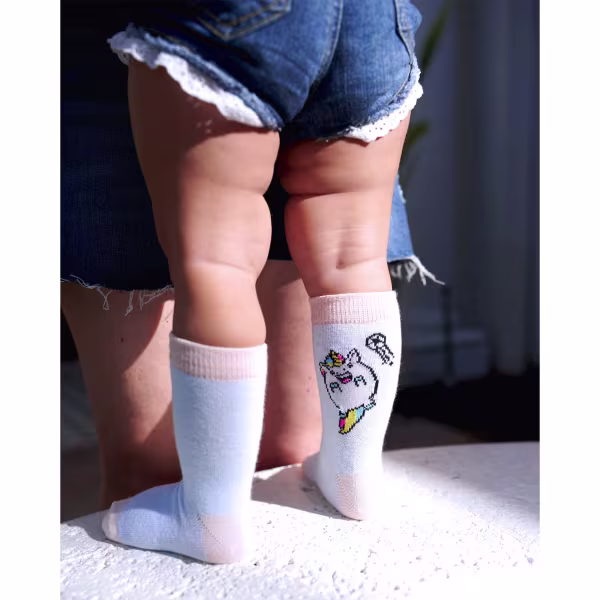 2 pair Sidekicks Lazy Unicorn, Mommy and Me Socks Set - Image 3