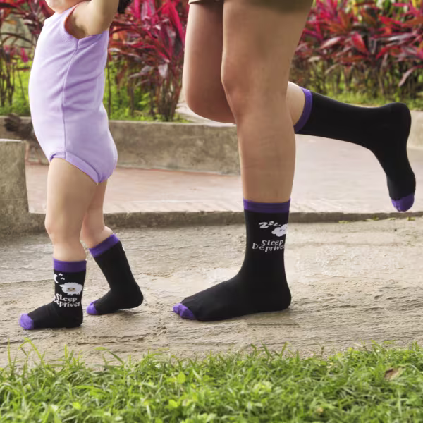 2 pair Sidekicks Sleep Deprived Mom, Mommy and Me Socks Set - Image 2