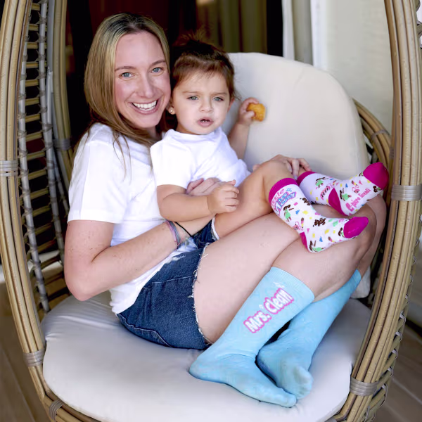 2 pair Sidekicks Mrs Clean Miss Messy, Mommy & Me Socks Set - Image 2