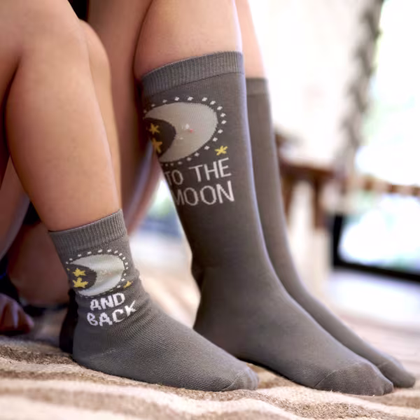 2 pair Sidekicks To the Moon & Back, Mommy & Me Socks Set - Image 4