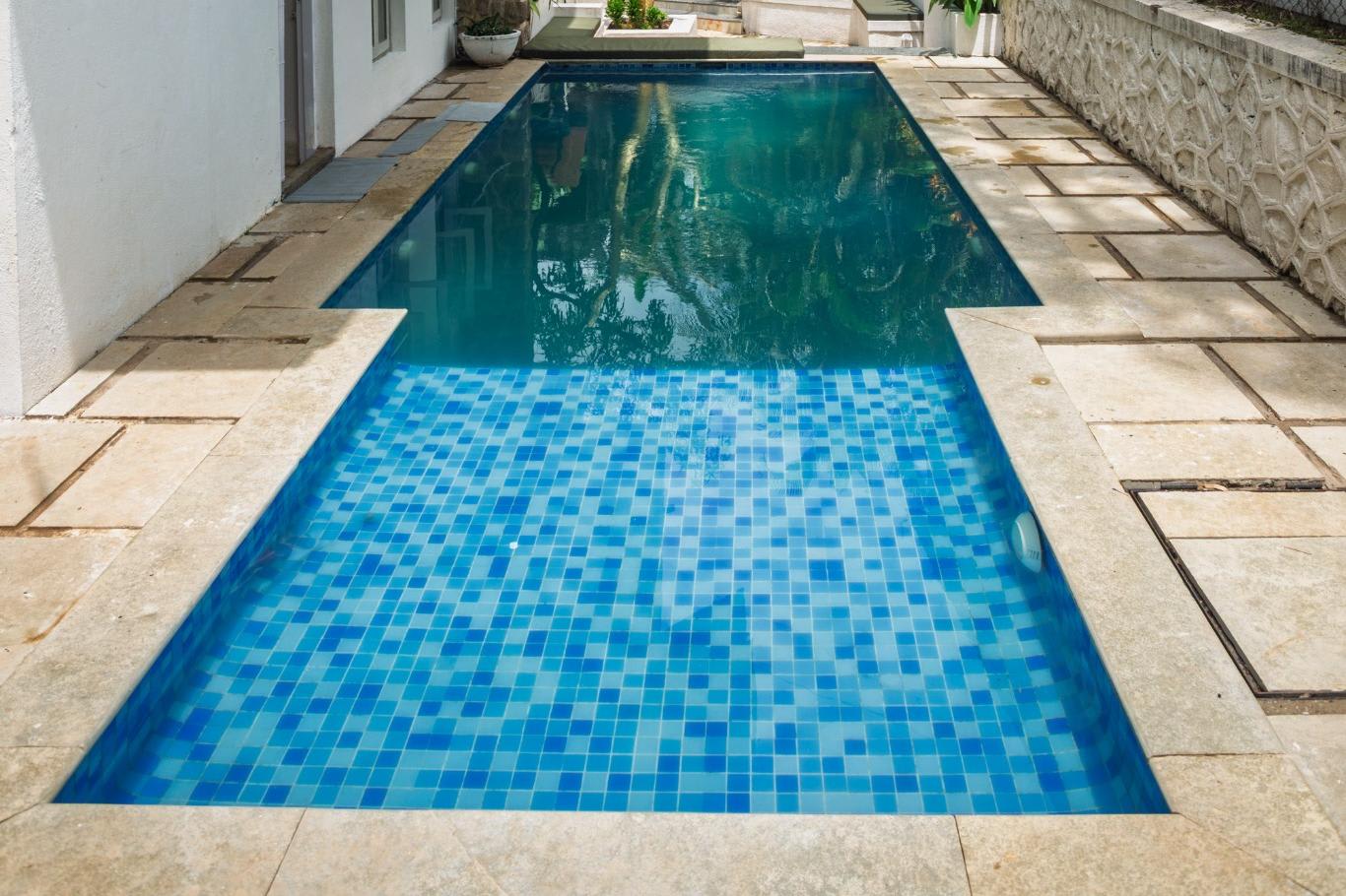 Private pool at Villa Francis in Lonavala at night
