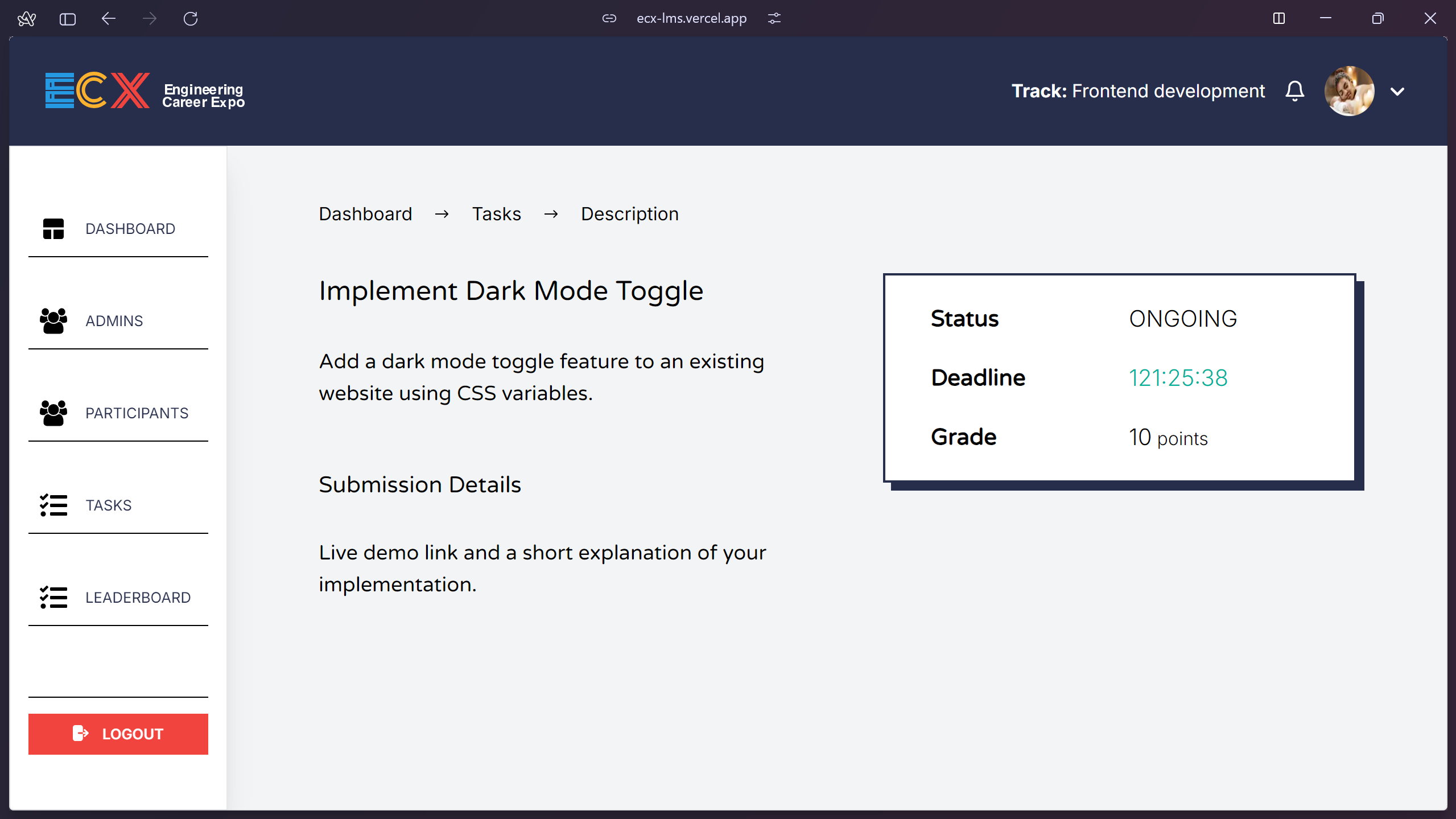 ECX-LMS platform screenshot 2