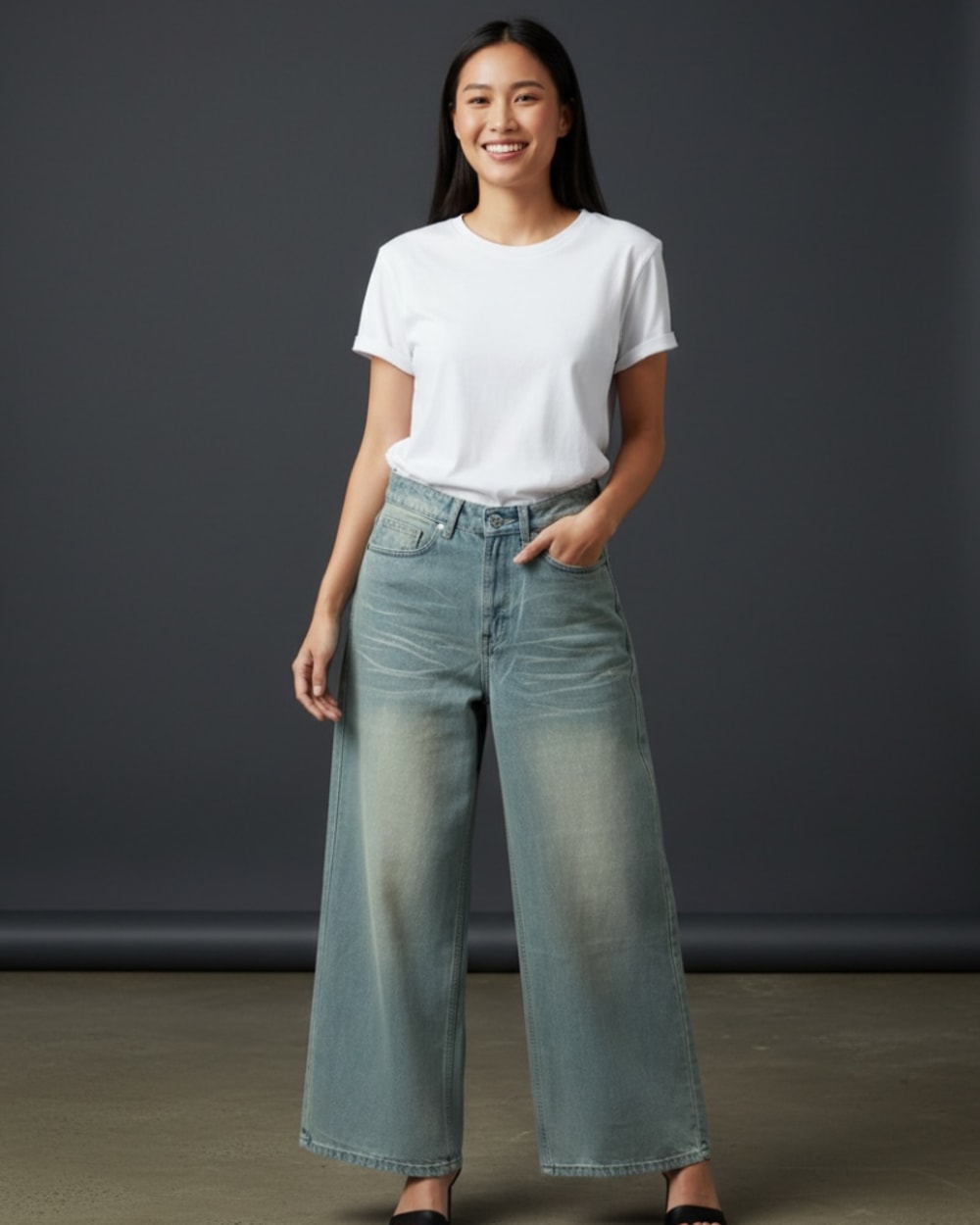 Wide leg denim