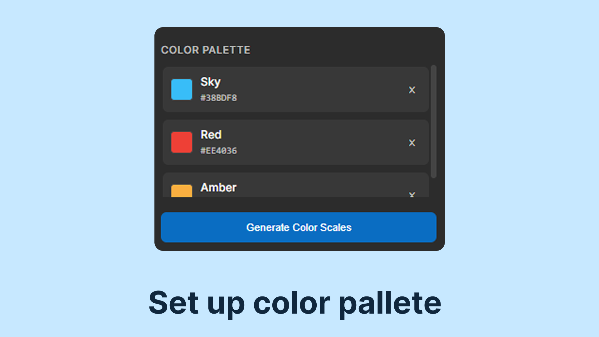 Set up your color palette in TailWinks