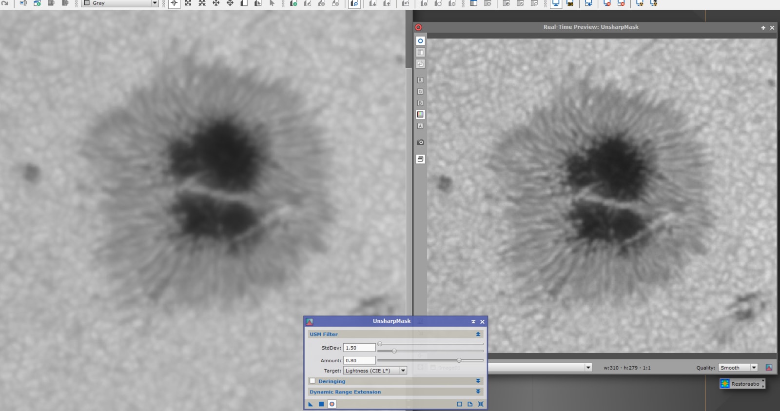 UnsharpMask PixInsightissa