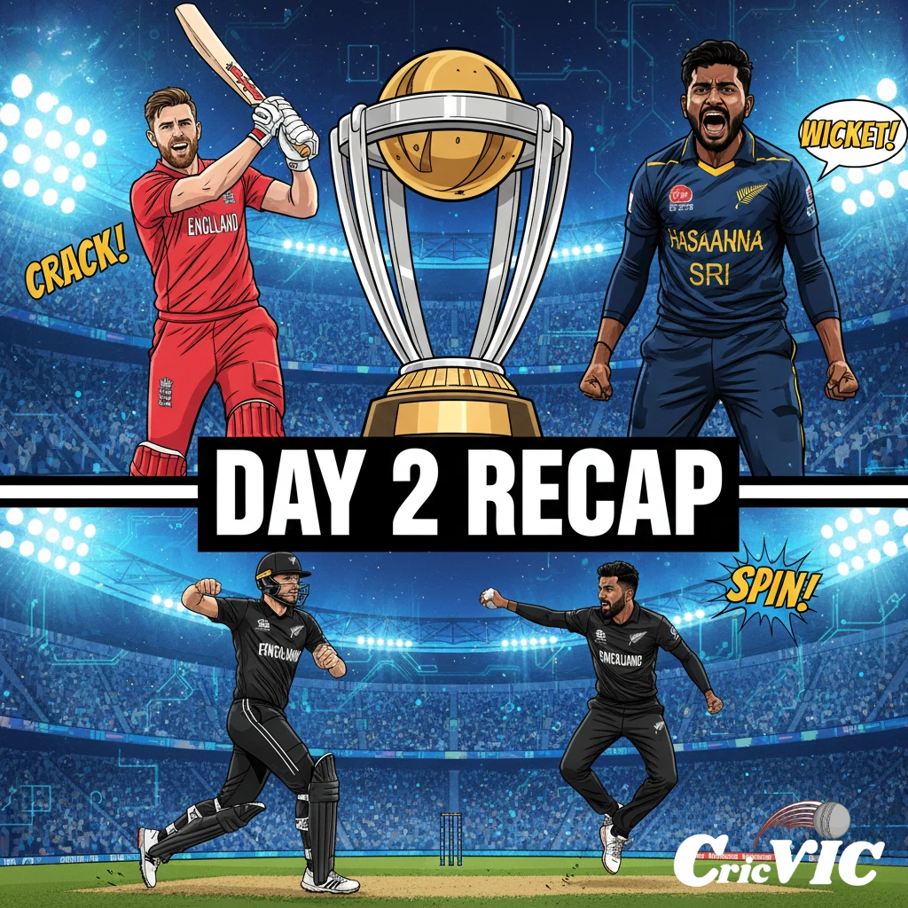 T20 World Cup 2026 Day 2 Recap: England Dominates, NZ Survives Afghan Spin, and SL Shines