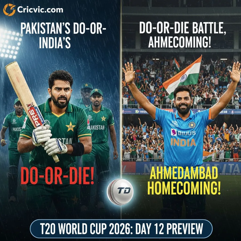 T20 World Cup 2026 Day 12: Pakistan’s Do-or-Die Battle, India’s Ahmedabad Homecoming, and the Super 8 Race!
