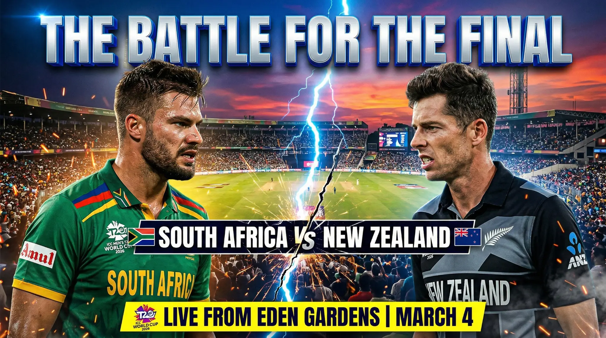 First Semi Final - South Africa vs New Zealand - Eden Gardens Showdown - ICC Men’s T20 World Cup 2026