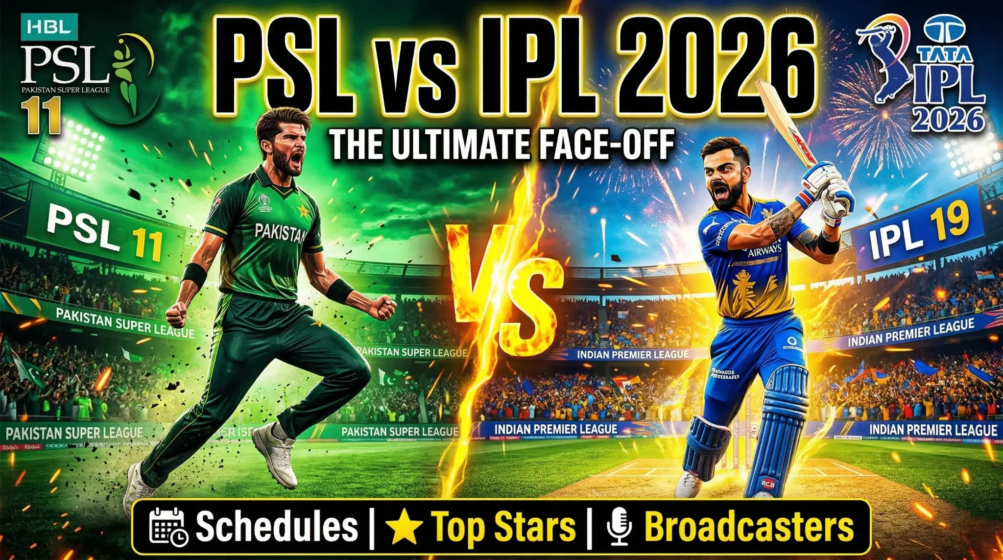 PSL 2026 vs IPL 2026: Schedule, Teams, Highest Paid Players & Broadcasters