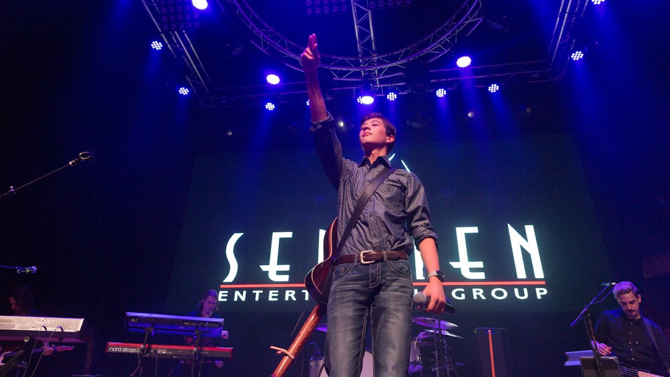 Artist performing in studio