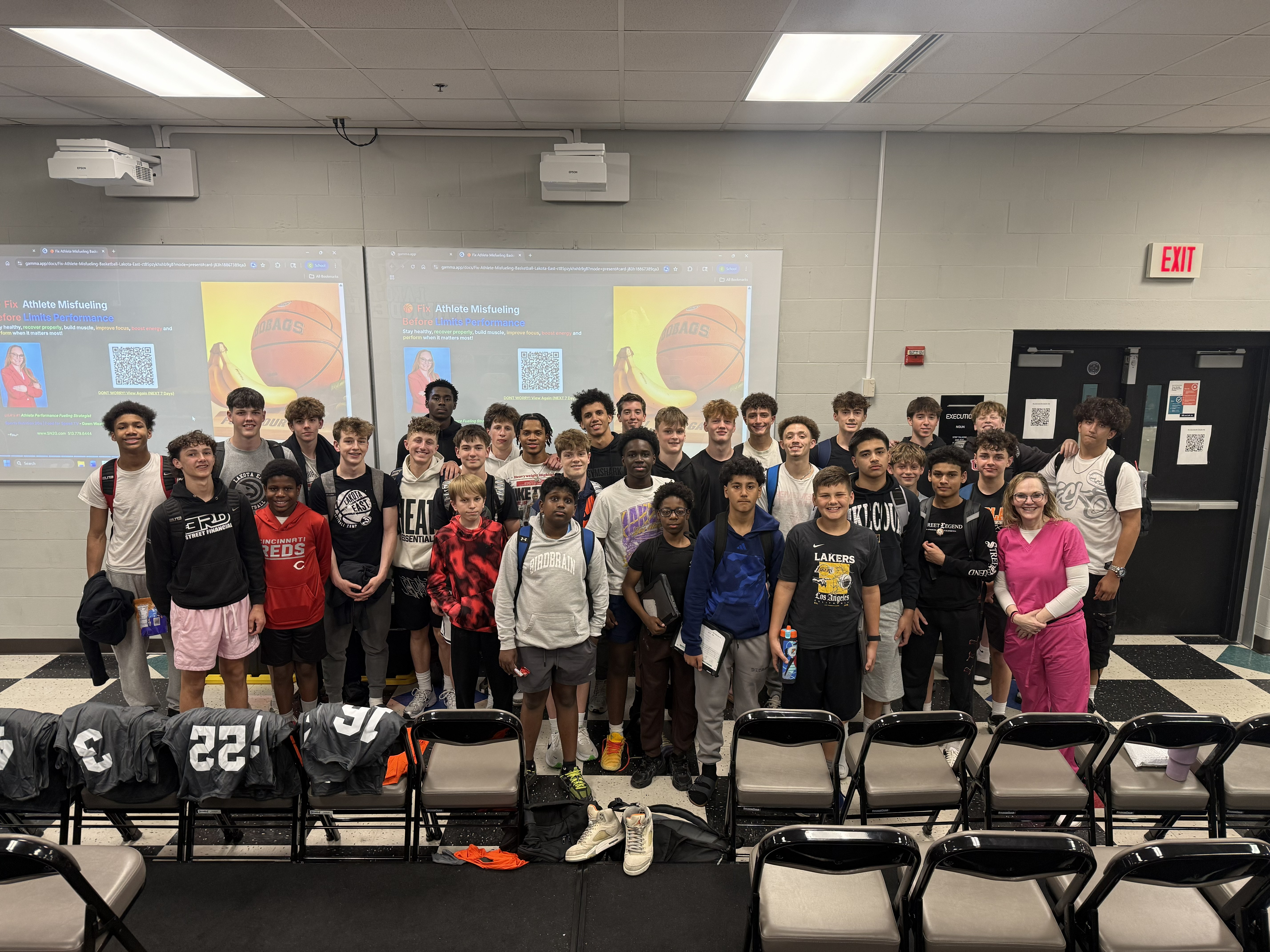 Dawn Weatherwax with the Lakota East basketball team