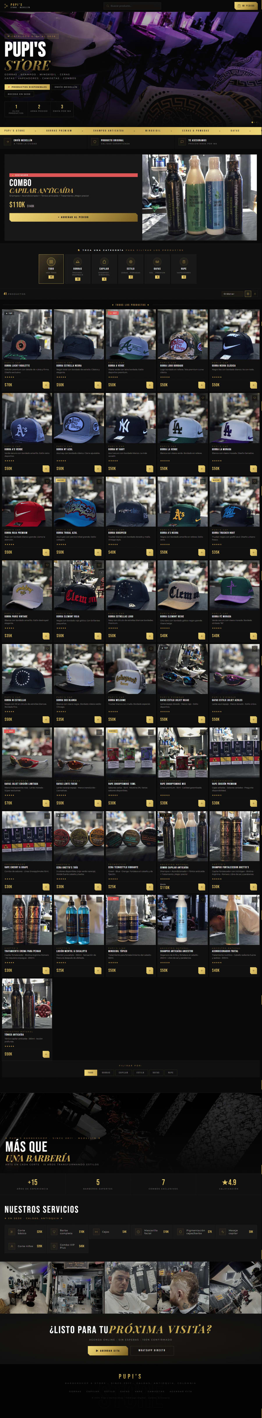 Pupi's Barbershop — sitio web y tienda