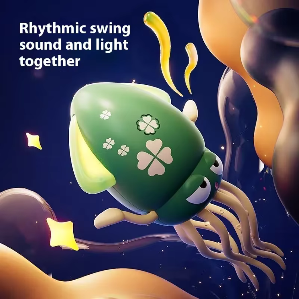 Child using the magnetic fishing rod to catch the octopus