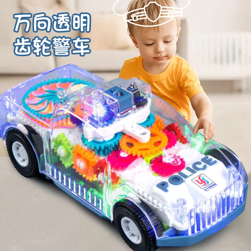 Rechargeable Transparent Gear Police Car Toy with USB Charging - Music & LED Lights - Kids Toys Bangladesh - Image 3
