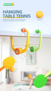 Hanging Table Tennis Trainer for Kids - Indoor Ping Pong Set (No Table Needed) - Kids Toys Bangladesh thumbnail 1