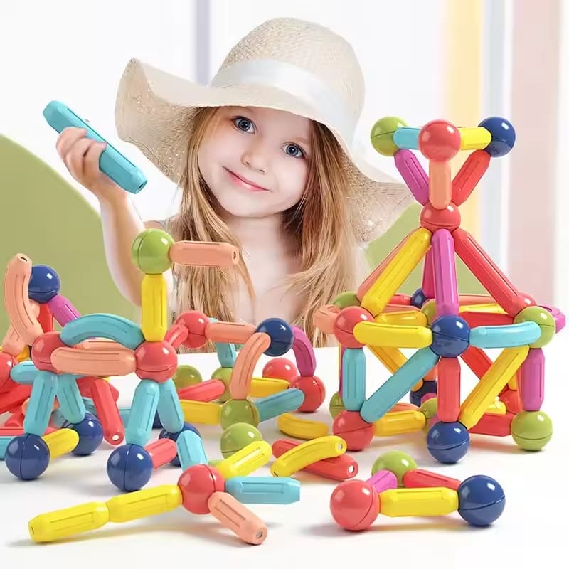 42 Pcs Magnetic Building Blocks & Sticks Set - Montessori STEM Toy Price in BD - Kids Toys Bangladesh - Image 2