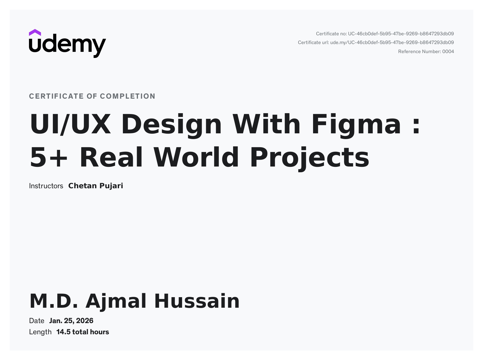 Udemy Figma Certificate