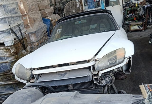 White Honda S2000 convertible halfcut front cut — hood, headlights, cabin and engine bay, Sharjah market