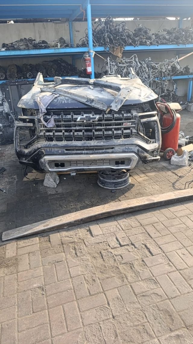 Dark blue Chevrolet Silverado front cut — bumper, Z71 grille, headlights and hood, Sharjah market