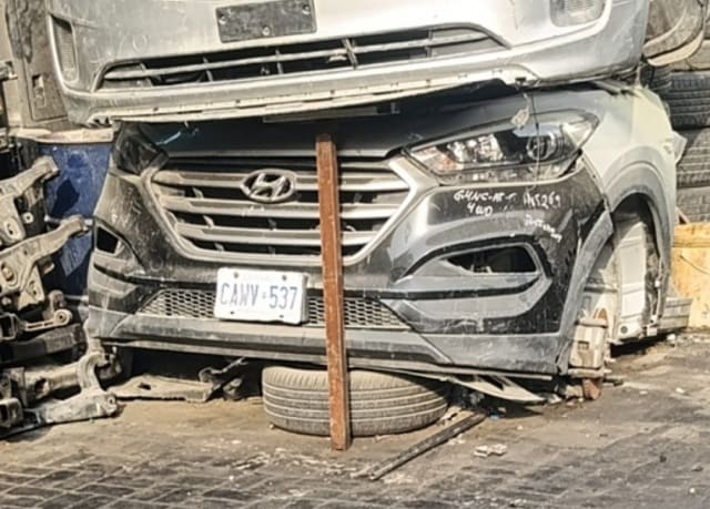 Dark grey Hyundai Tucson front halfcut — bumper, grille and headlight, Sharjah market