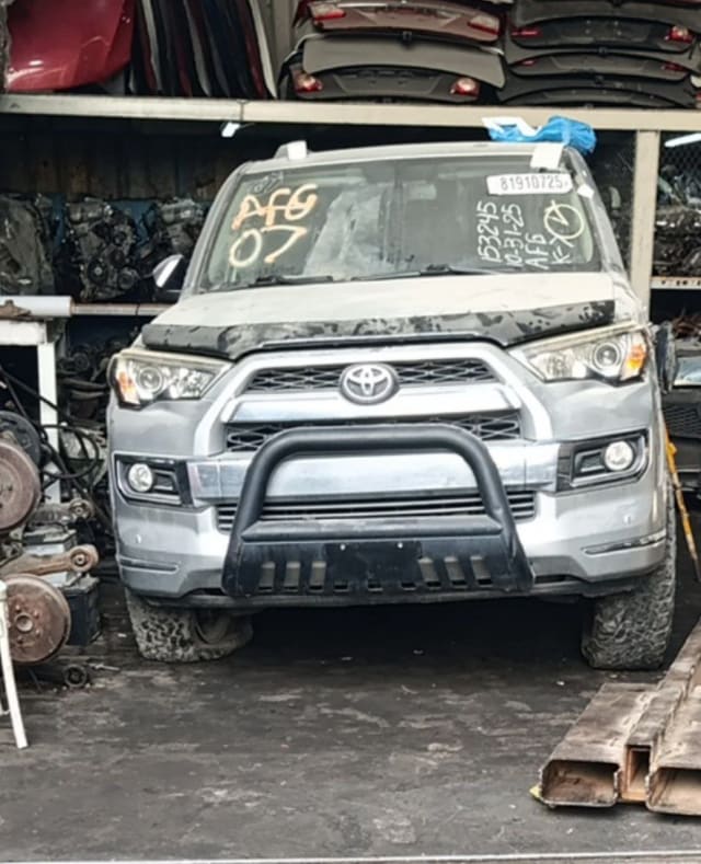 Silver Toyota 4Runner SUV front cut — bumper, grille, headlights and bull bar, Sharjah market