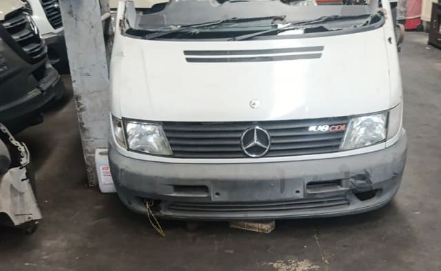 White Mercedes-Benz Vito 108 CDI front halfcut — hood, grille, headlights, grey bumper, Sharjah market
