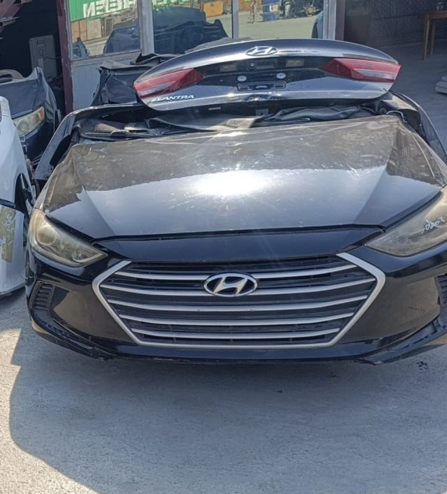 Black Hyundai Elantra halfcut — hood, grille, headlights and trunk lid with tail lights, Sharjah market
