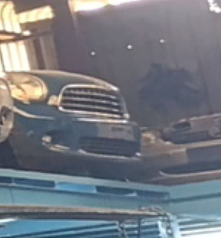 Dark blue Dodge Ram front halfcut — chrome grille, front bumper and headlight, Sharjah market