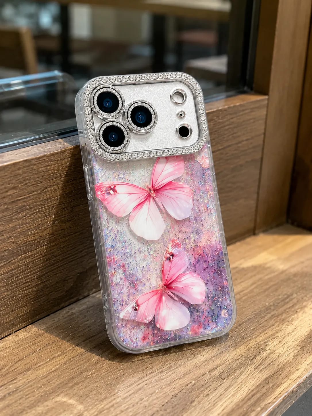Pink Butterfly Glitter Diamond Case image 4