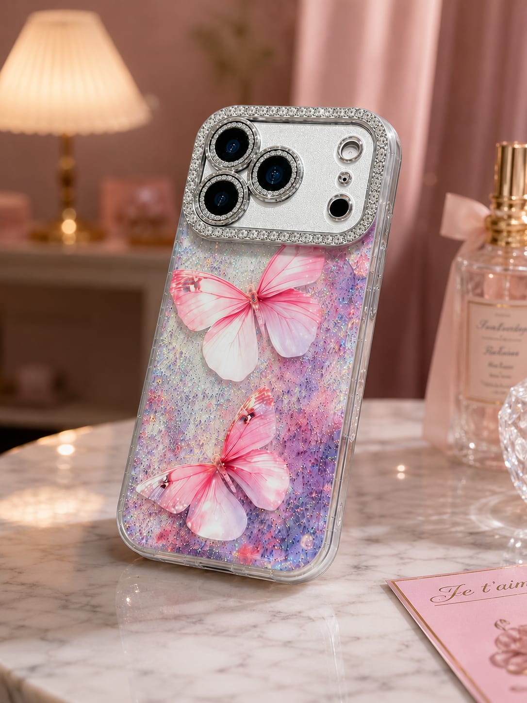 Pink Butterfly Glitter Diamond Case image 5