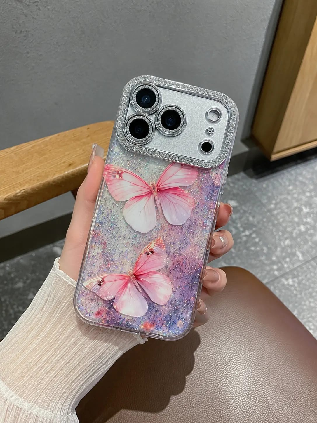 Pink Butterfly Glitter Diamond Case image 7